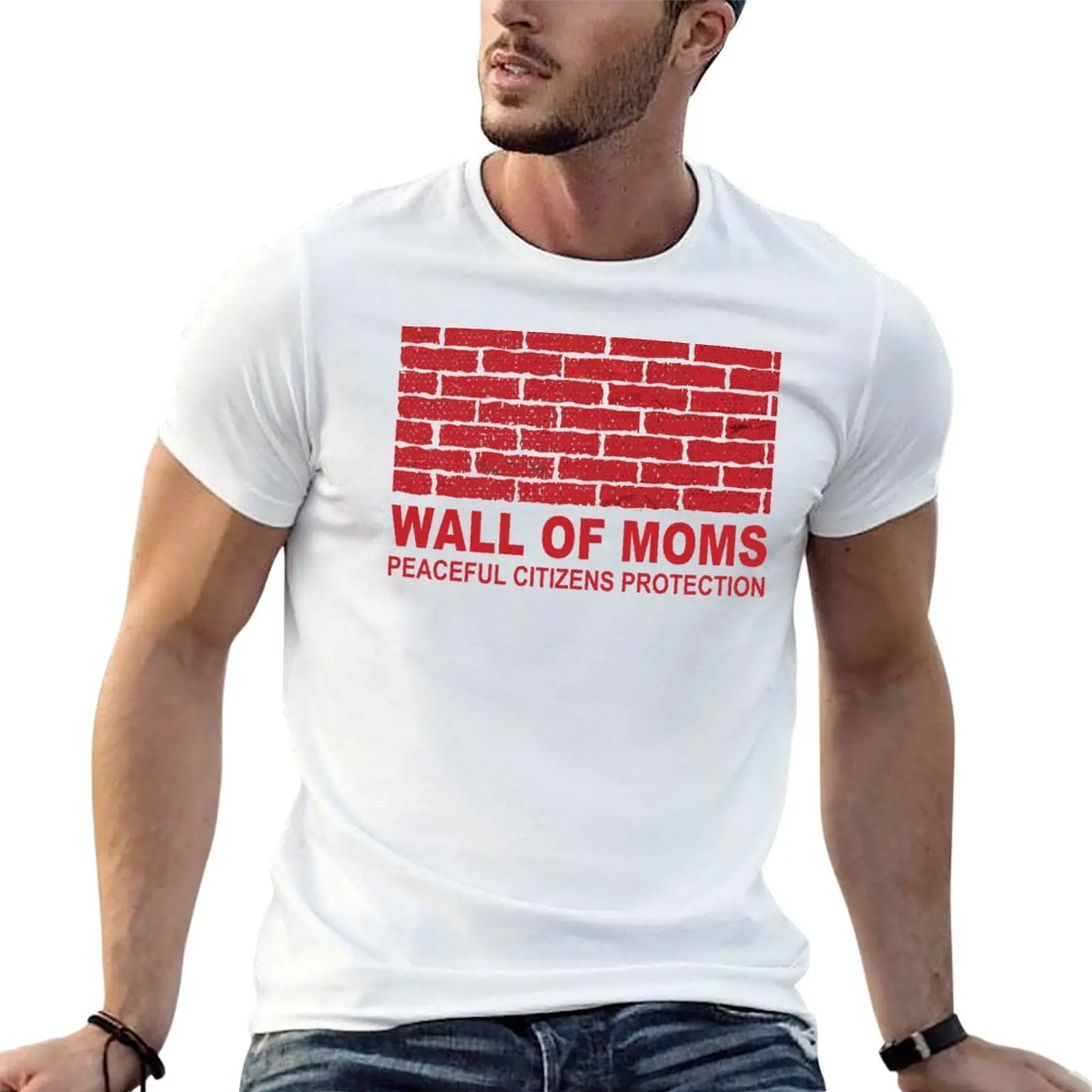 Wall of moms peacefull citizens protection T-Shirt Soft Basic Cotton Short Sleeve Tee