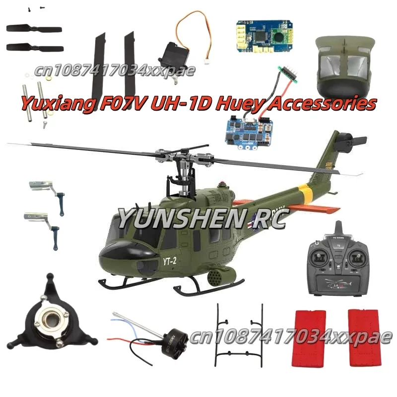 Accessoires d'hélicoptère Yuxiang F07v Uh-1d Huey, fusélisation, aile arrière, moteur, train d'atterrissage, hélice, rotor de queue, unité de gouvernail