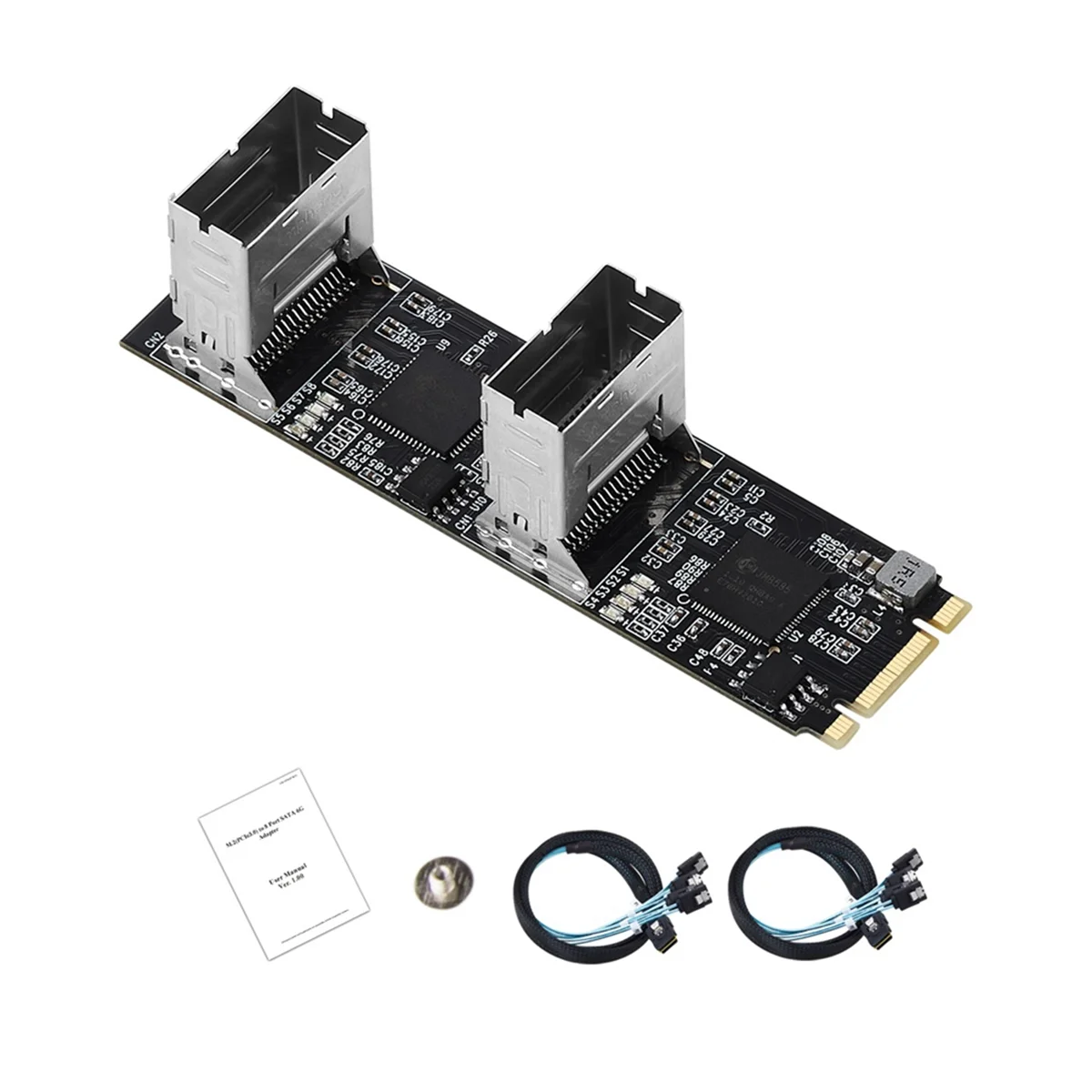 M.2 PCIe3.0 에서 8 포트 SATA 6G 멀티플라이어 컨트롤러 카드, B/M 키, NGFF 각 포트, 6Gbps 도착, 2 미니 SAS 인터페이스