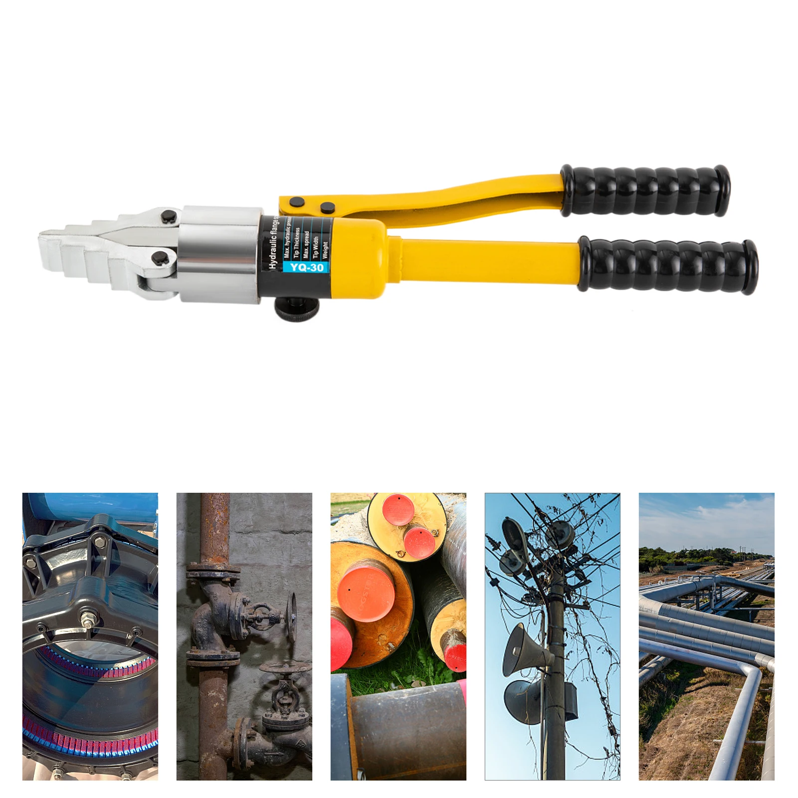 Espalhador hidráulico de flange de liga de aço YQ-30 8T, separador hidráulico integrado manual portátil, amarelo