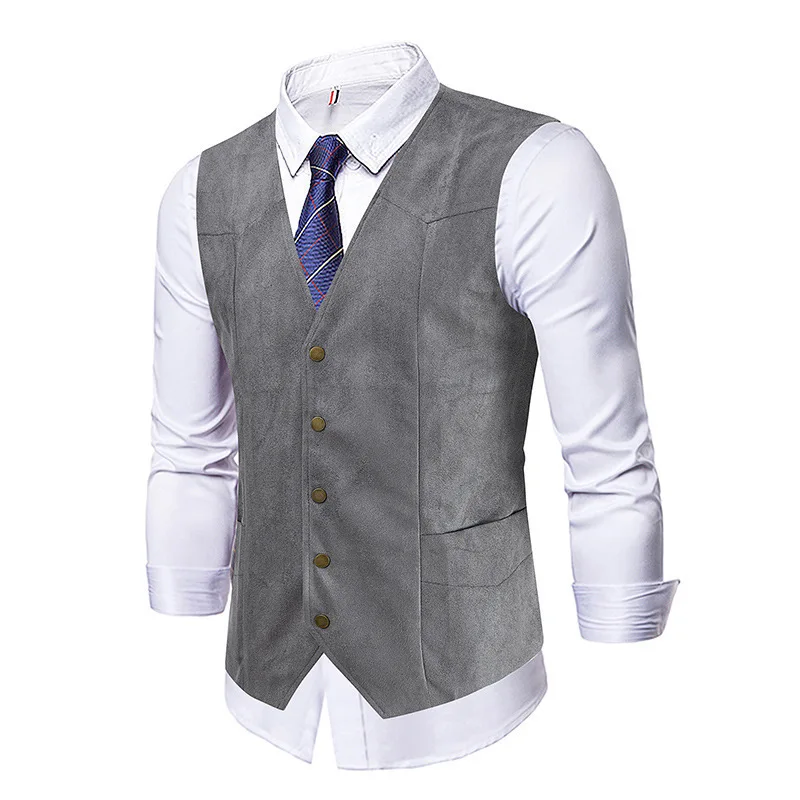 

Men's Suit Vest V-neck Vest Slim-fitting Casual Formal Business , Retro New