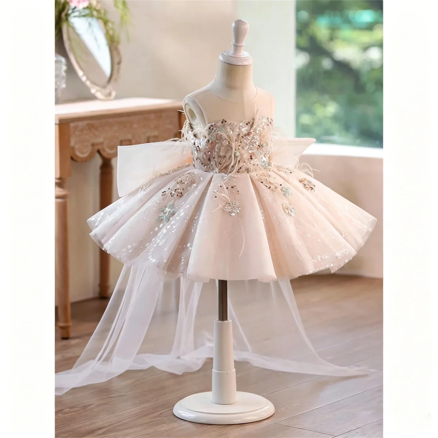 custom-sleeveless-sequin-high-low-tulle-luxury-dress-women-wedding-guest-gown-kids-birthday-party-outfit-for-pageant-runway