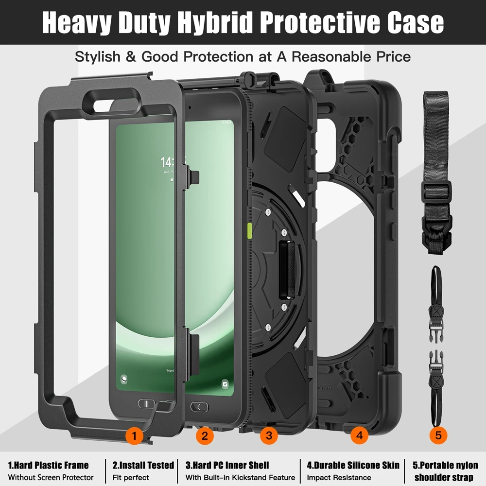 Shockproof Kids Safe PC Silicon Stand Tablet Cover For Samsung Galaxy Tab Active 3 2020 T570 T575 T577 Case With Shoulder Strap