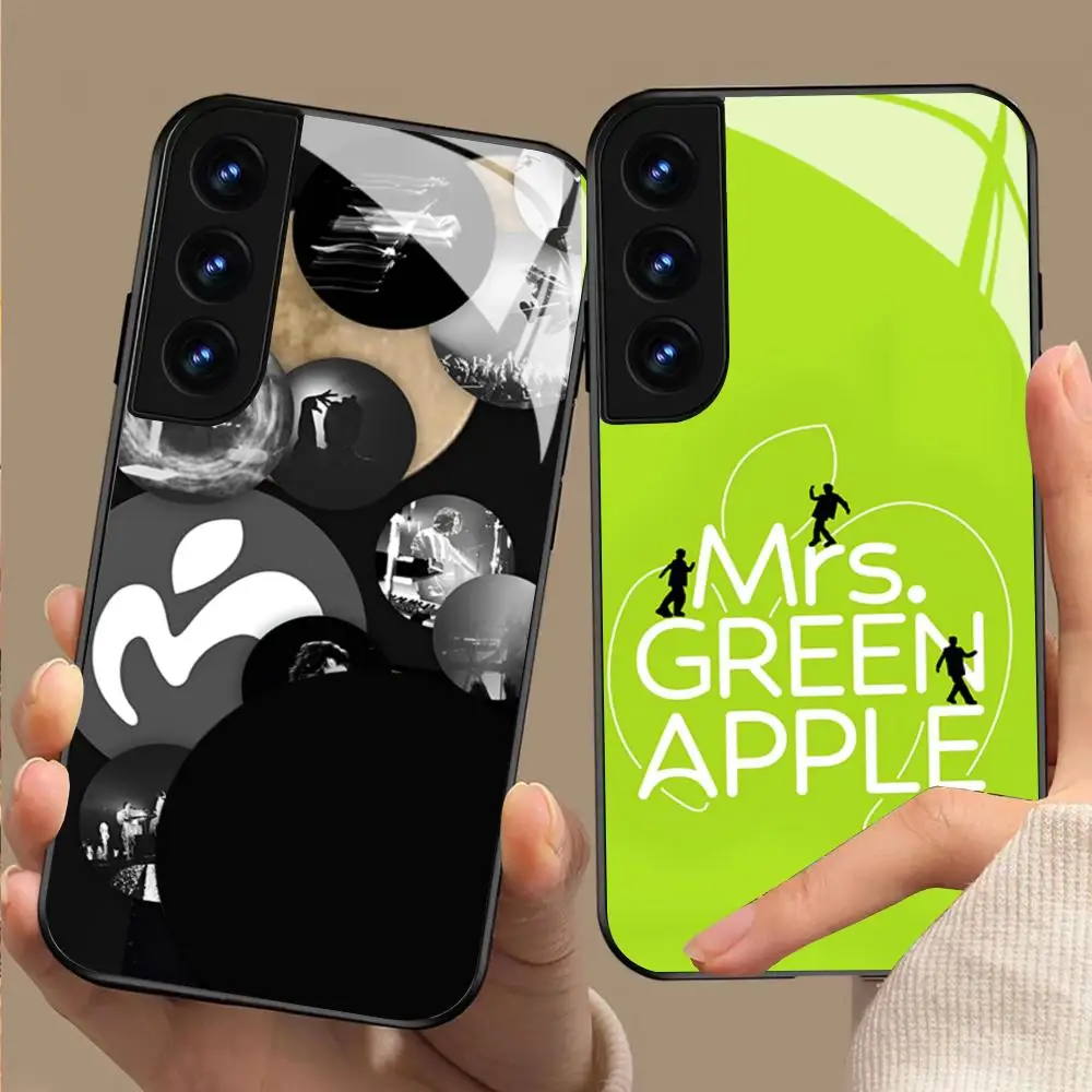 Mrs. GREEN APPL F-fashion Logo Phone Case For Samsung Galaxy S24 S26 S25 S23 S22 S21 S20 FE Edge Plus Ultra Black Glass Cover