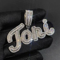 DIY Custom Signature A-Z  Letters Name Pendant Necklace T Cubic Zircon Hip Hop 18k Real Gold Plated Jewelry