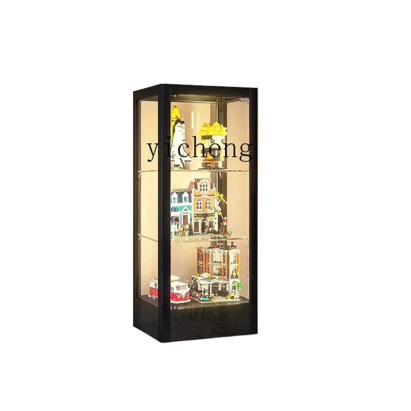 TQH figure display glass cabinet dustproof transparent Lego display cabinet household model toy cabinet display stand