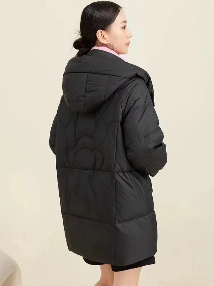 Winter Warm Coat Women's Down Jacket Loose Korean Version of The Medium-length Design 2024 New Fashion False Two Pieces Parkas