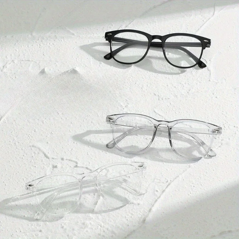 3 Pairs of Retro Ultra Light Round Frame Glasses for Men and Women Multifunctional Fashionable Flat Glasses