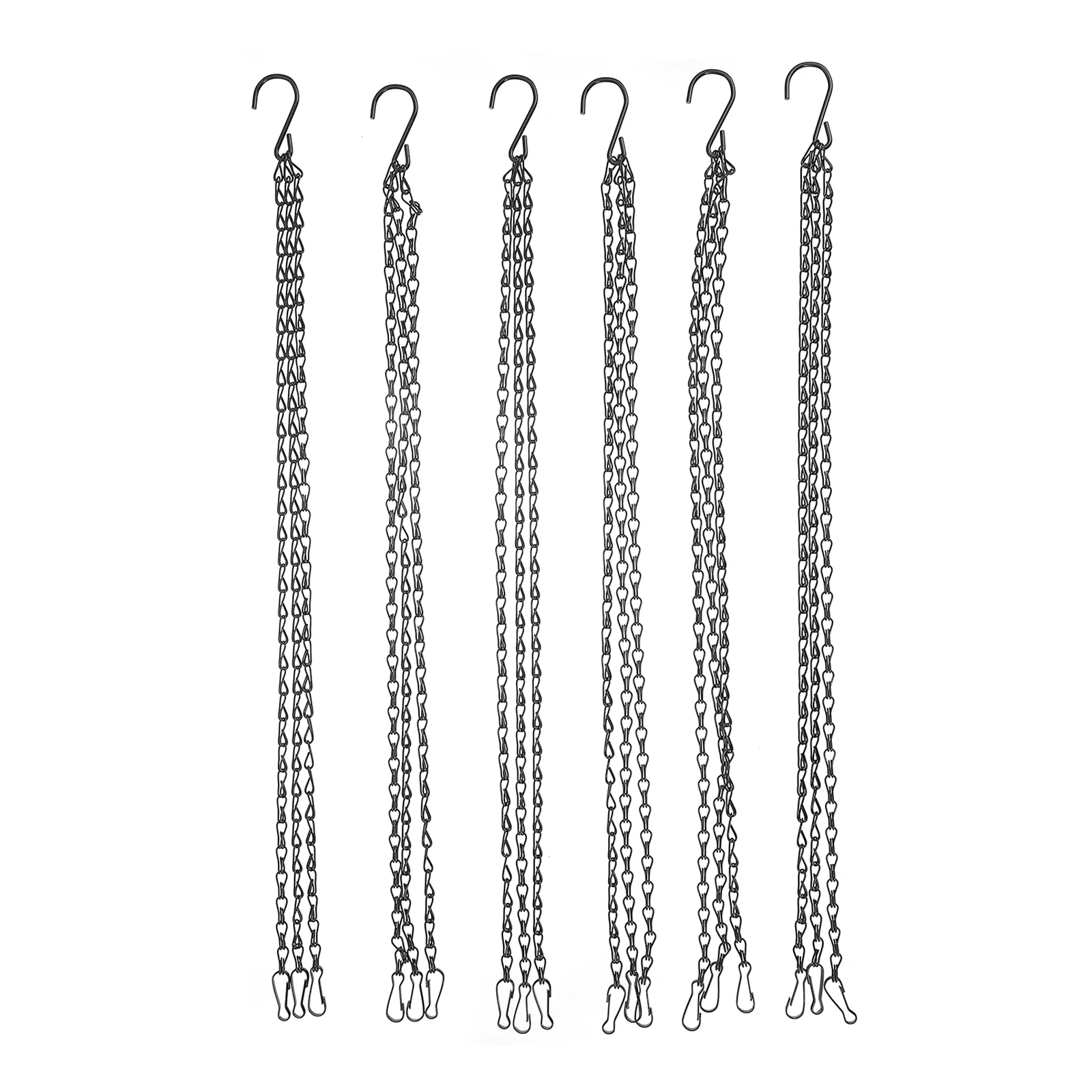 

6pcs Flower Pot Chain Black Planter Hanging Chain Set Double Hook Iron HomeDecoration Garden Supplies Plant Hanging Accessories