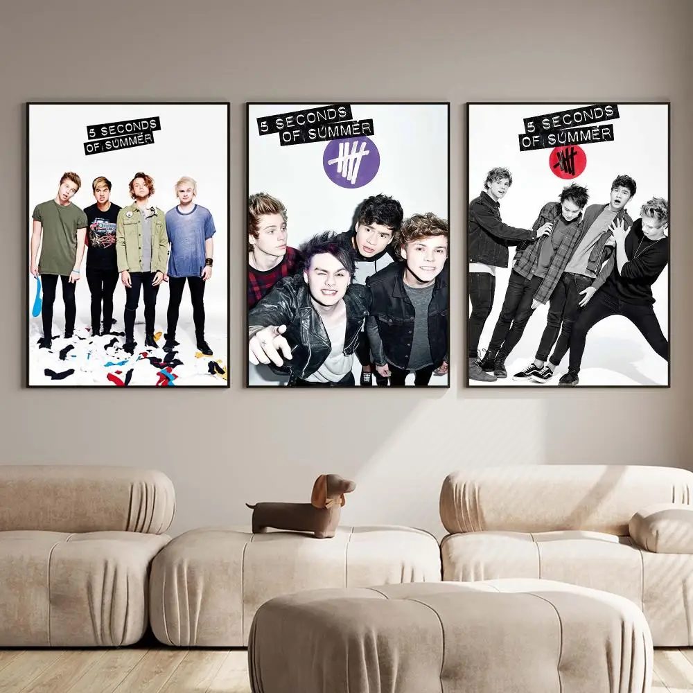 Pop Rock 5 S-Seconds of Summer Poster PP Wall Decor Posters Celebrity Music Art Prints Bedroom Office Gift