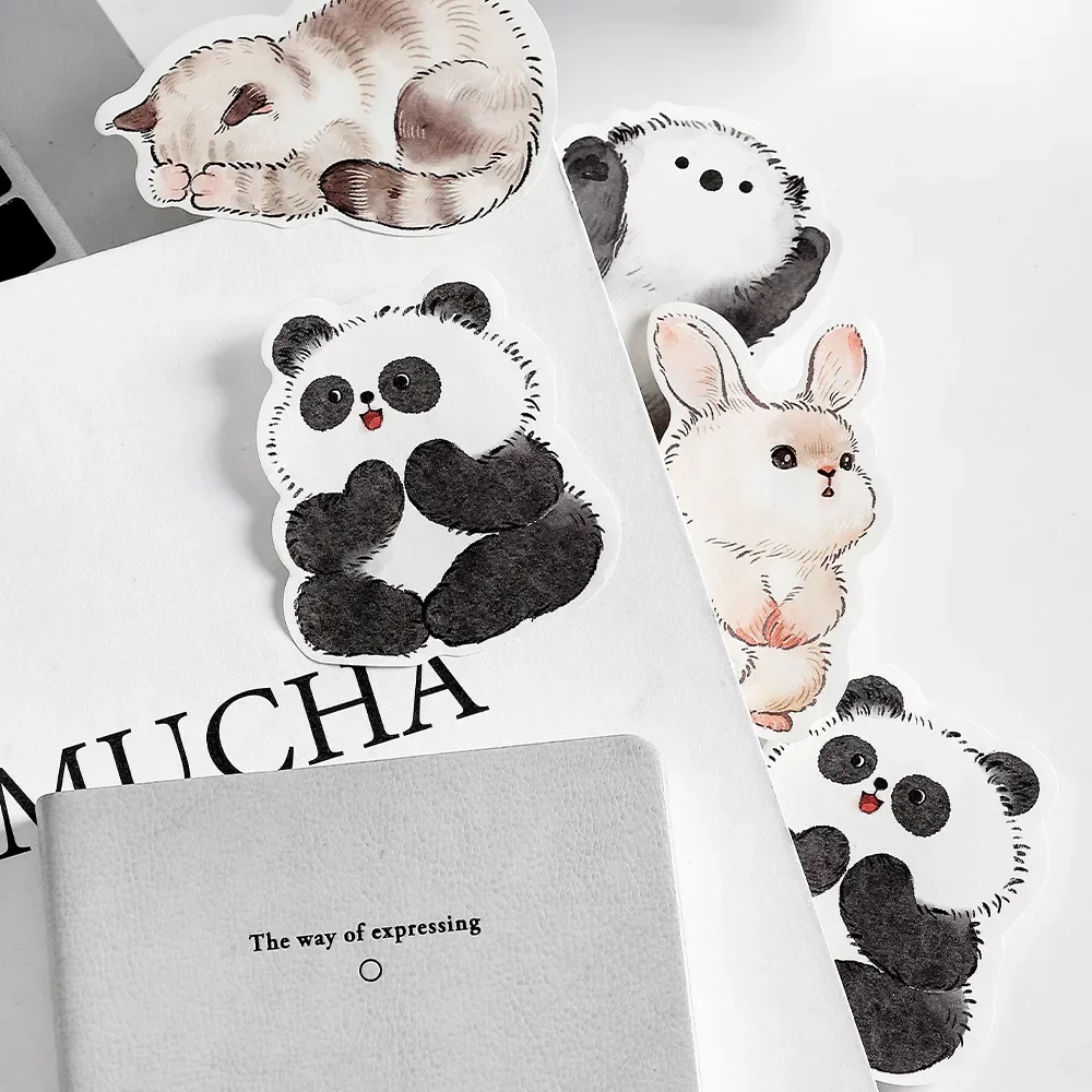 Imagem -03 - Cute Cartoon Animal Memo Pads Notas Pegajosas Panda Adorável Gato Estudante Professor Papelaria Escolar 30 Folhas