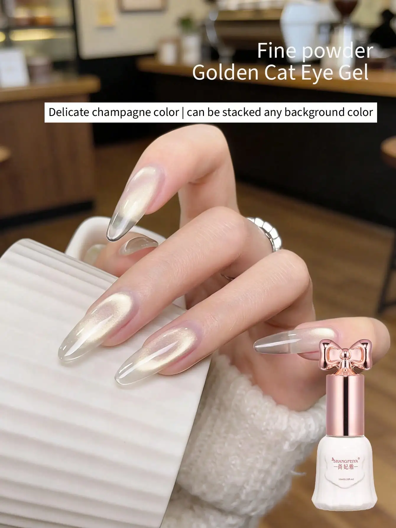 10ml 4Pcs White Water Cat Eye Gel Nail Polish Set, UV LED Magnetic Soak-off Cat Eye Gel with Magnet Stick for Salon DIY