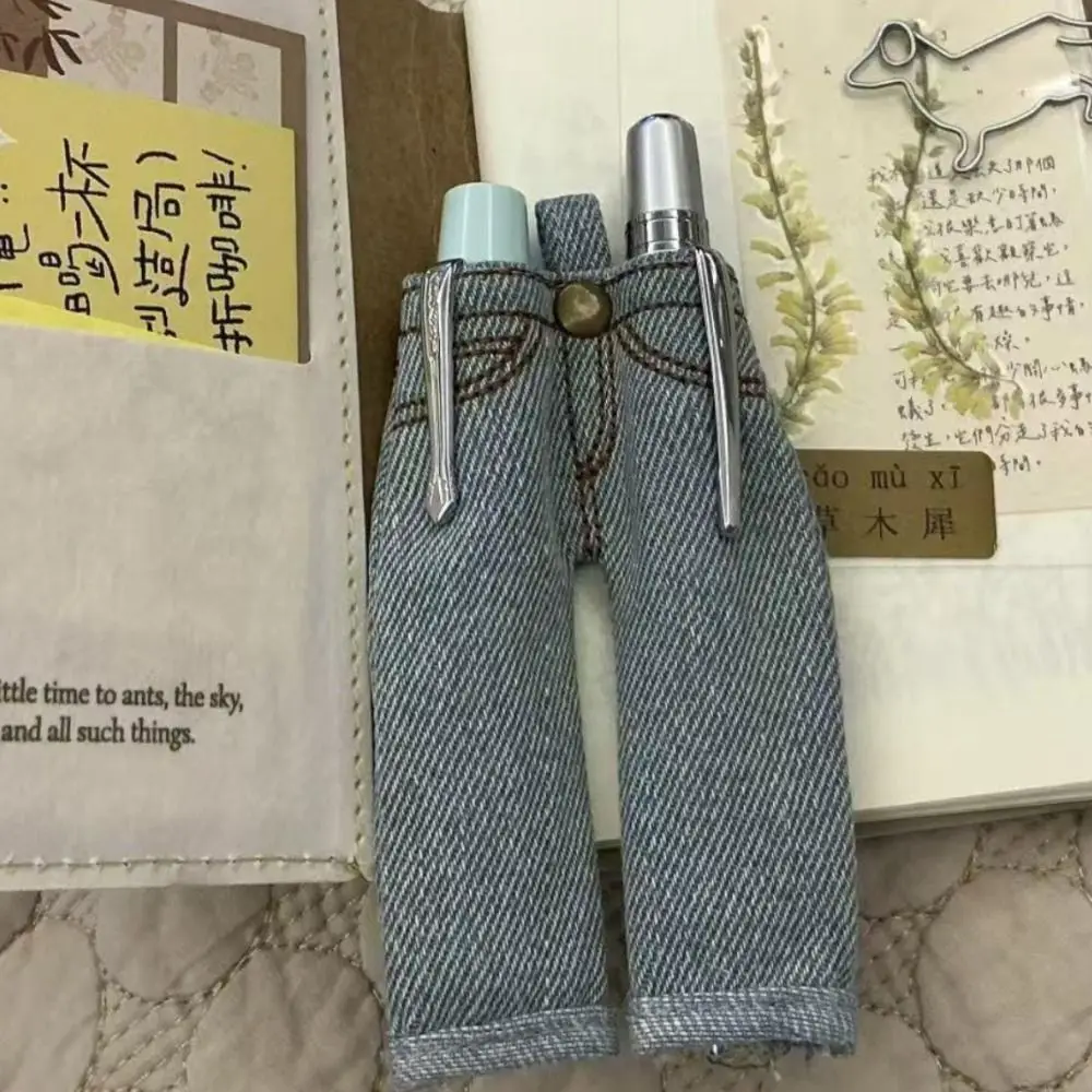 Pocket Pen Organizer Denim Pen Holder Denim Vintage Style Notebook Pen Holder Clip Jean Pants Elastic Strap Pencil Holder Charm