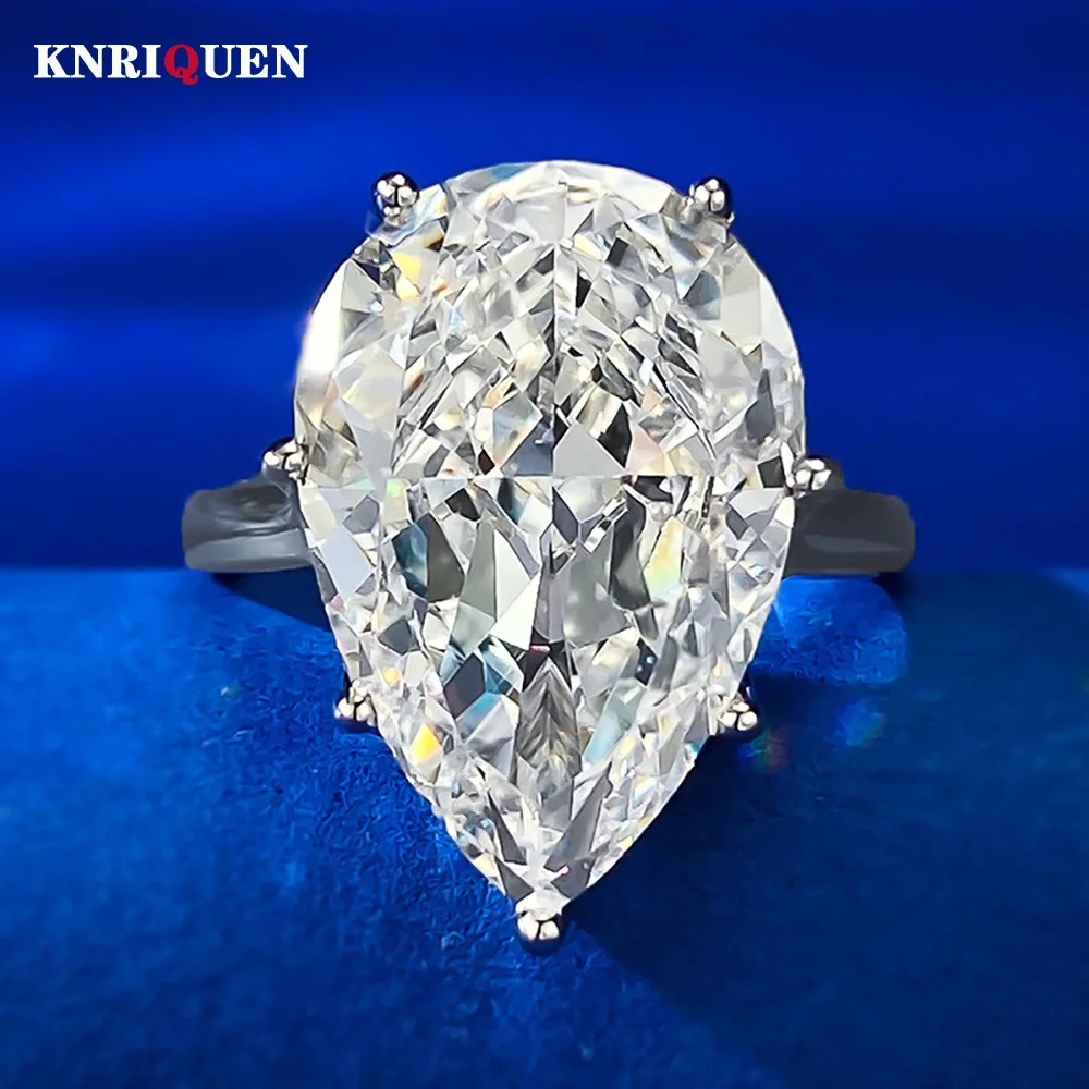 Luxury 925 Sterling Silver Big Pear 12*18mm White G Lab Diamond Rings for Women Engagement Ring Party Fine Jewelry Accessories