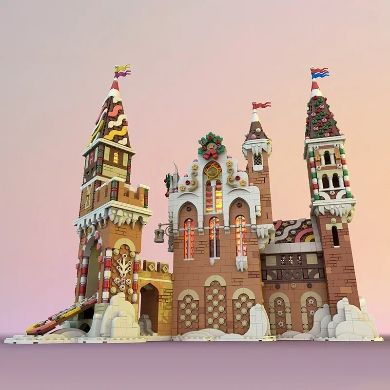 MOC-Ensemble de blocs de construction de château en pain d'épice pour enfants, architecture de neige, maison, cabane, briques, jouets de jeu, cadeaux d'anniversaire et de Noël, hiver