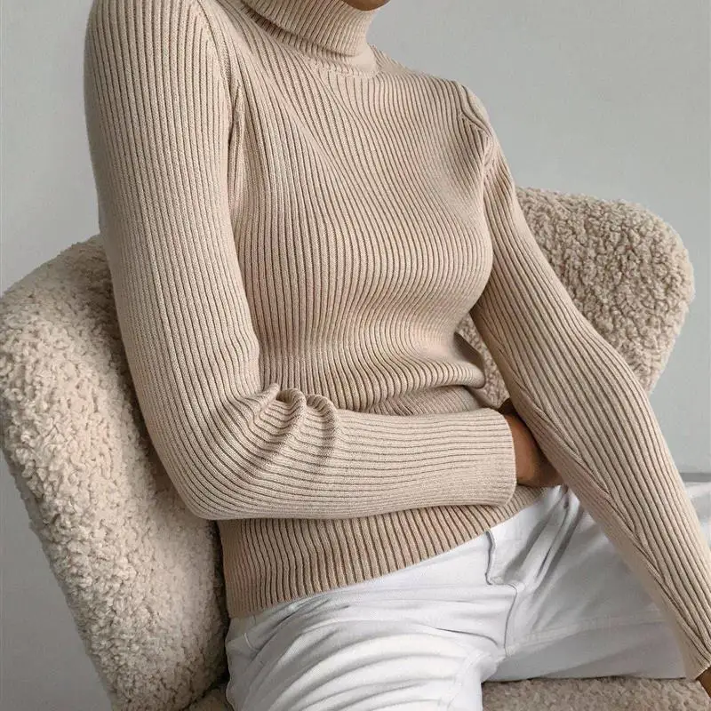 

Women's High Collar Pullover Knit Sweater for Autumn Season Faionable Comfortable 00% Other Material Knitted Top