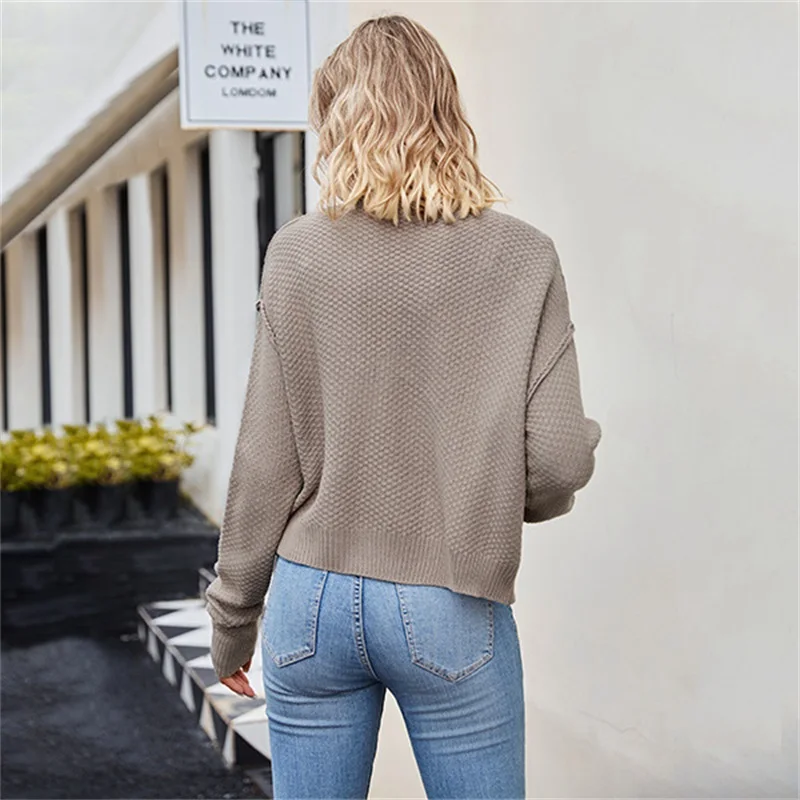 Lose bequeme Frauen Strickjacke modische Highlight Figur Pullover mehrere Farben warmer Rundhals ausschnitt mit Knöpfen auf Lager gestrickt