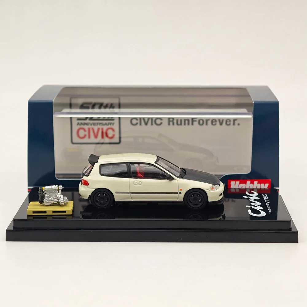 1/64 Hobby Japón CIVIC (EG6) versión personalizada estilo JDM con modelo de pantalla de motor blanco HJ 642017 Colección de coches de juguete fundido a presión AW