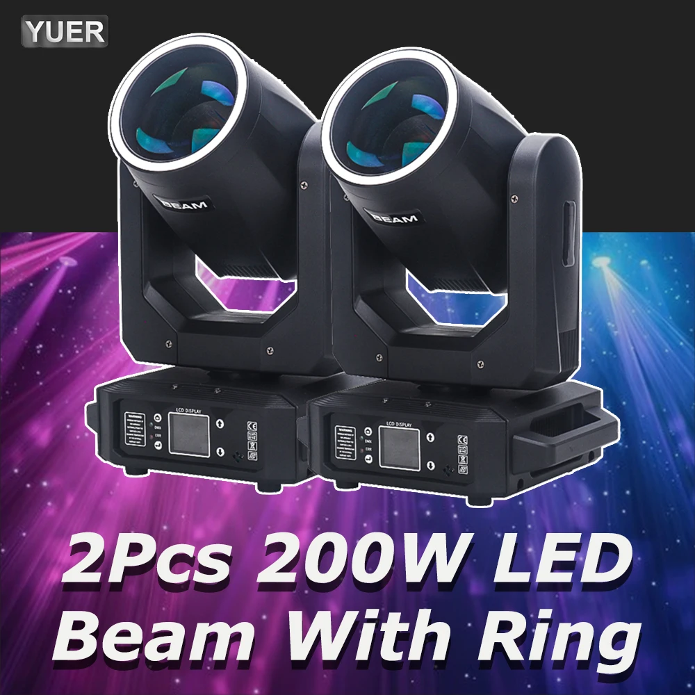 2Pcs/lot LED Moving Head Light 200W With Ring Beam+Spot+18 Rotating Prisms+Rainbow Effect Dmx Stage Light Effect Light Disco Dj