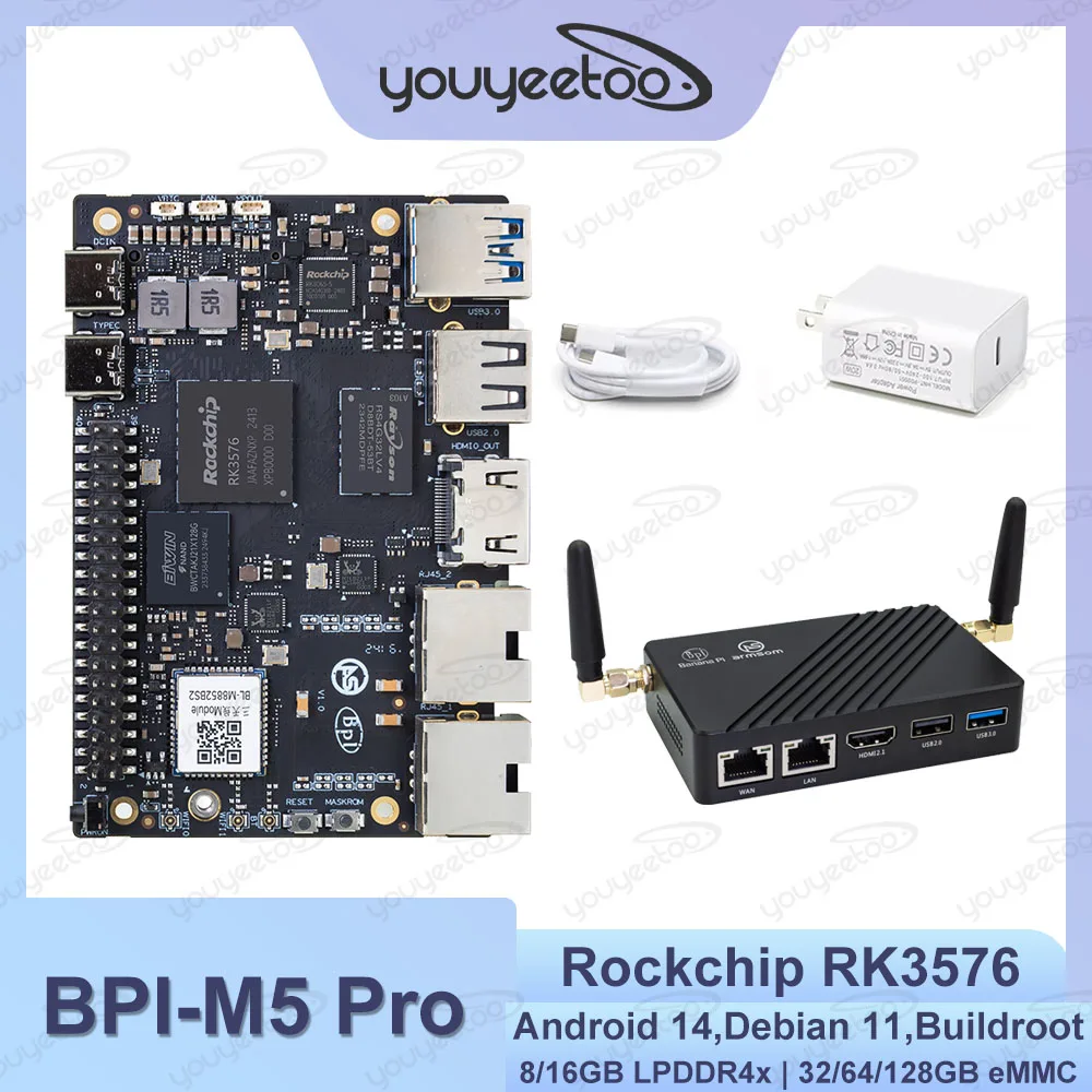 

Banana Pi BPI-M5 pro Single Board Computer Rockchip RK3576 Development Board 6 TOPS NPU Android14 Debian11 Buildroot Armbian