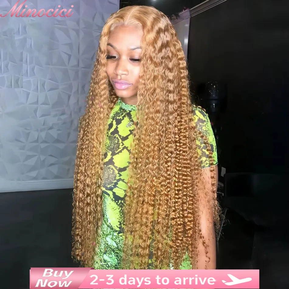 العسل أشقر مجعد 13x6 الدانتيل الجبهة الشعر البشري 200 الكثافة 13x4 30 36 بوصة الملونة قبل قطعها الدانتيل الباروكات الأمامية البرازيلي للنساء