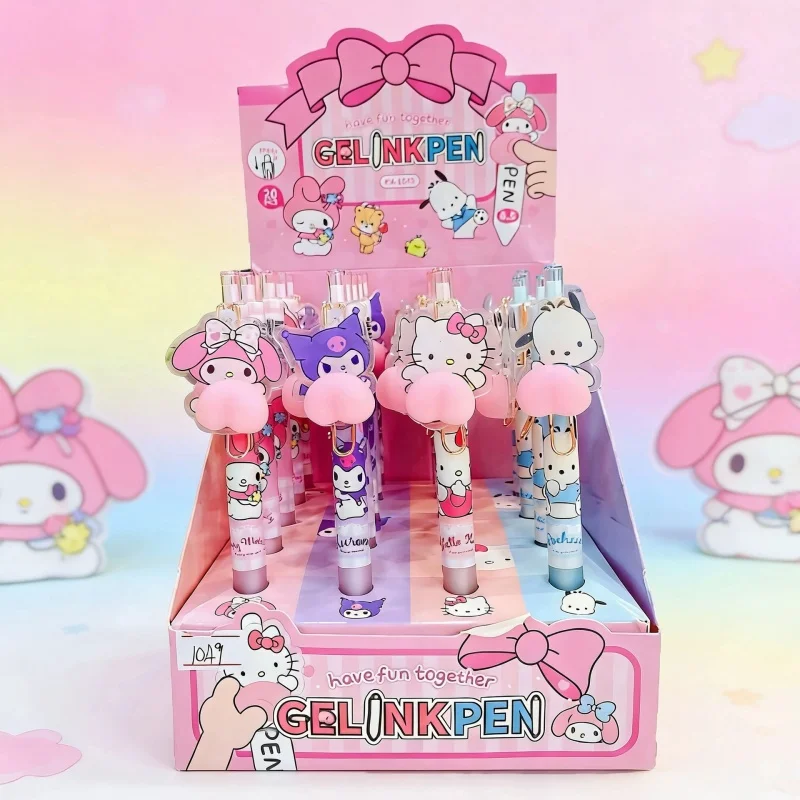 

20pcs/lot Sanrio Kuromi Melody Kitty Press Gel Pen Cute 0.5mm Black Ink Neutral Pens Promotional Gift Office School Supplies