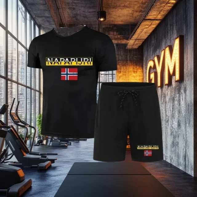 

2025 Summer Beach Vacation Hot-selling Pattern Print Short-sleeved Shorts Set Adult Sports Fashion Street Casual Men's Suit