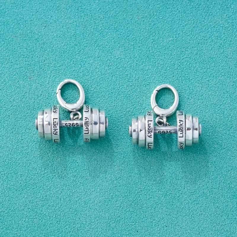 قلادة دمبل مخصصة من الفضة الإسترليني S925 مناسبة للمجوهرات الإبداعية والعصرية للنساء #5