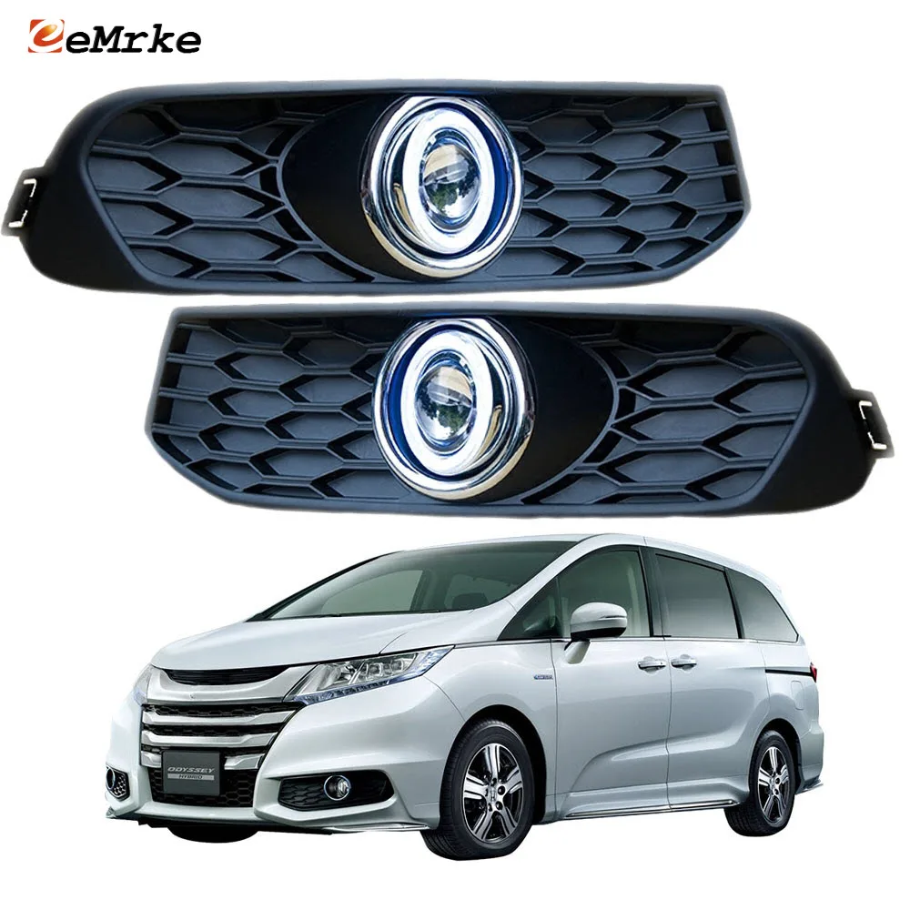 eeMrke Car Styling Fog Lights for Honda Odyssey VTi-L van LED DRL Angel Eyes Daytime Running Light Halogen Bulbs H11 55W