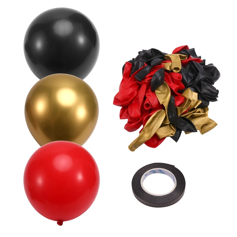 Red Black And Gold Balloons, 67Pcs 12 Inch Red And Black Balloons For Birthday, Retirement, Graduation