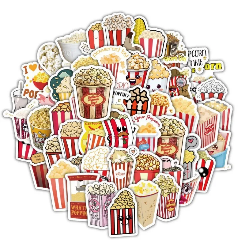 60pcs Popcorn Cartoon Stickers Graffiti Notebook Phone Laptop Water Bottle Stationery Box Stickers Decoration Material