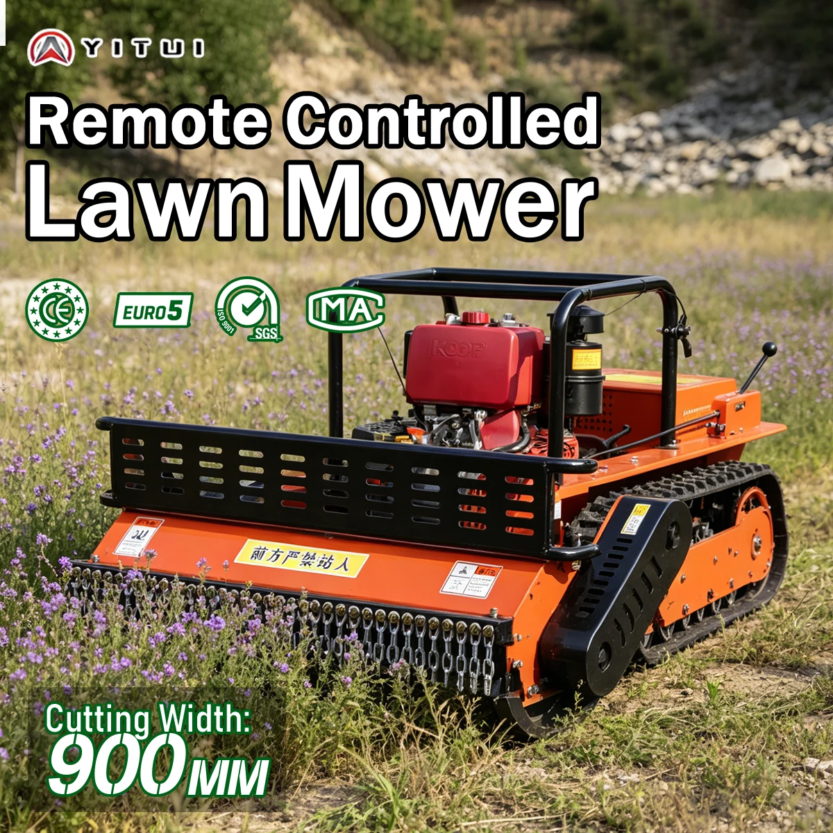 

Customized Lawn Mower Tracked Diesel Lawn Mower Remote Control Gps Enabled 45° Slope Climbing Approved Thickened Blades Ce Epa