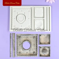 3D Steampunk Frame Relief Silicone Mold Fondant Chocolate Embossed Mould Cake Decorating Tool DIY Clay Plaster Molds Bakeware