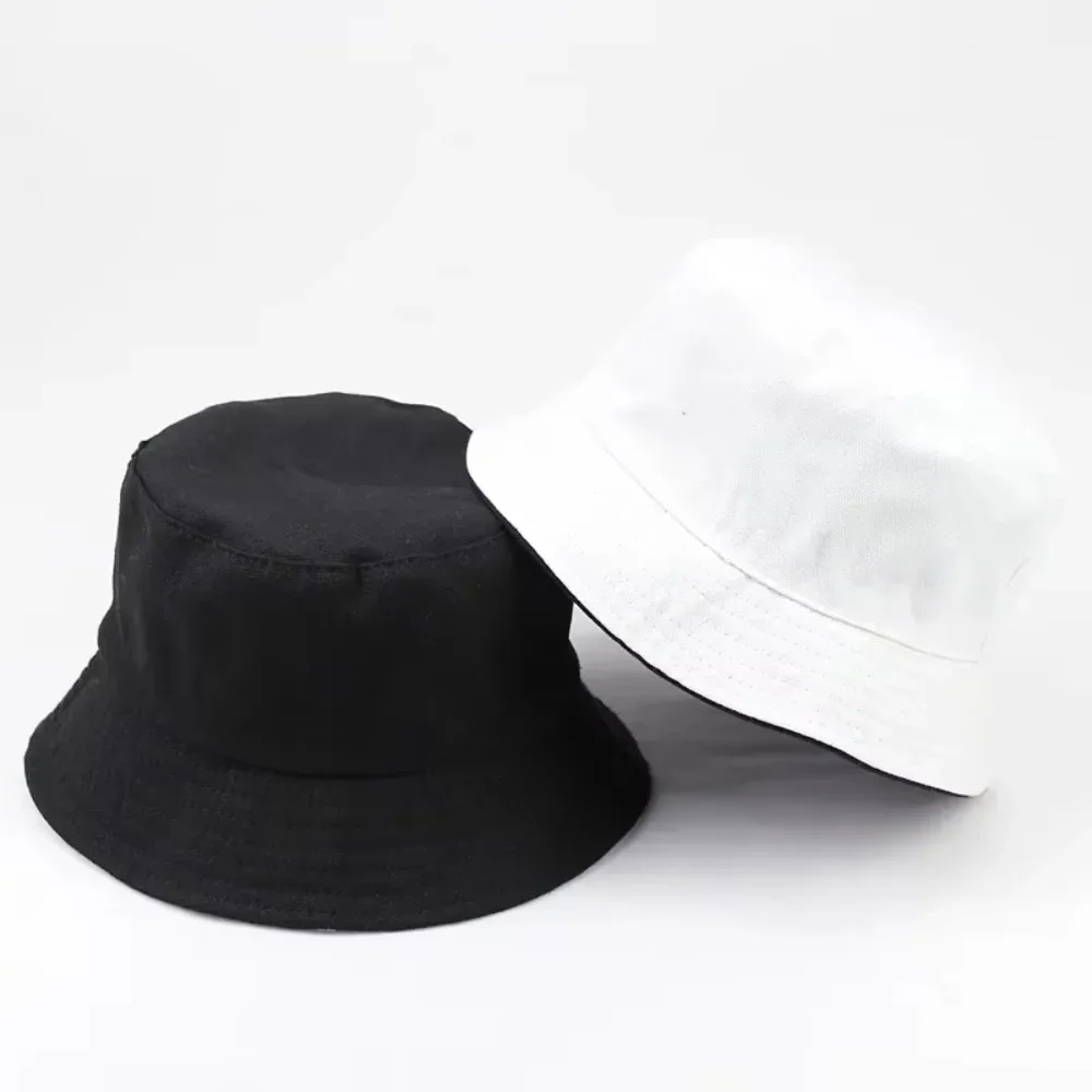 

Two side reversible black white solid Bucket Hat unisex chapeau fashion fishing hiking hat Bob Caps panama hat sun Protect