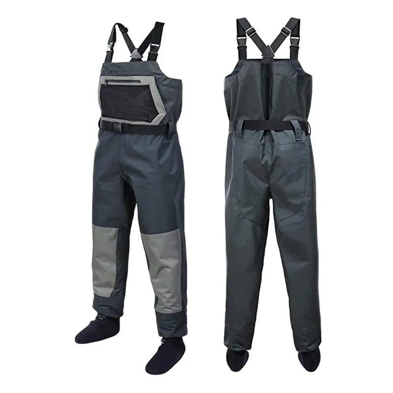 

3 Layer Breathable Waders Fishing Fly Fishing Chest Waders with Stocking Foots River Wader Pants for Men and Women