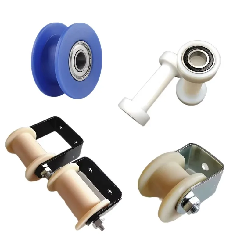 H-grooved Rope Pulley with Support Plastic Sheave Wheel Nylon Cable Flat Belt Pulley Cable Rollers