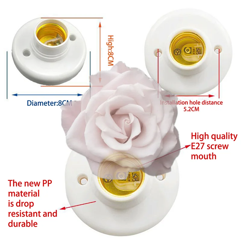 Popular 1PC E27 Screw Cap Socket White Ceiling Light Bulb Fixing Stand Light Bulb Holder