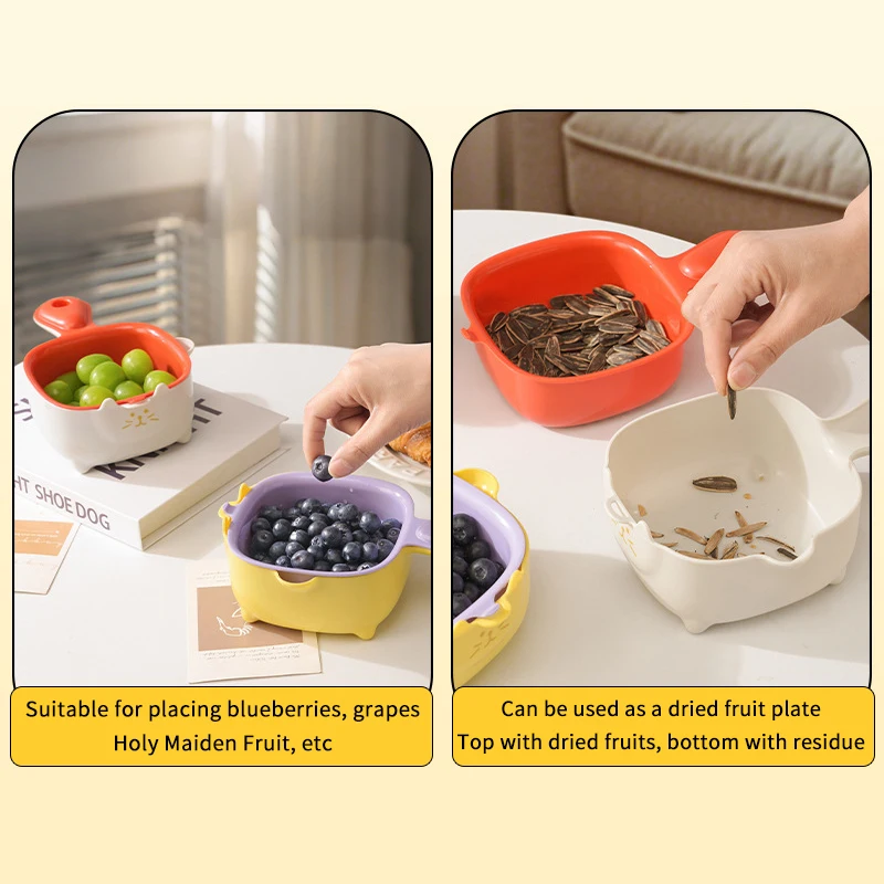 Kleine fruitvergiet, fruitspoelzeefcontainer, dubbellaagse groentesnij- en afvoermand