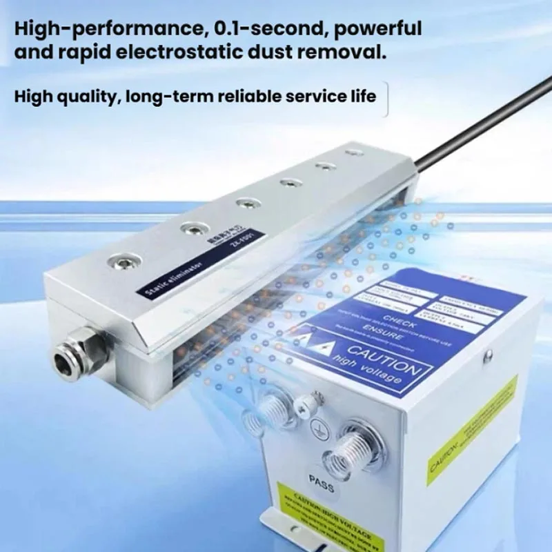 Kit de Eliminação de Estática Industrial com Barra de Ar Ionizada Horizontal AC, Ionizador Antiestático e Fonte de Alimentação para Remoção de Poeira e Estática