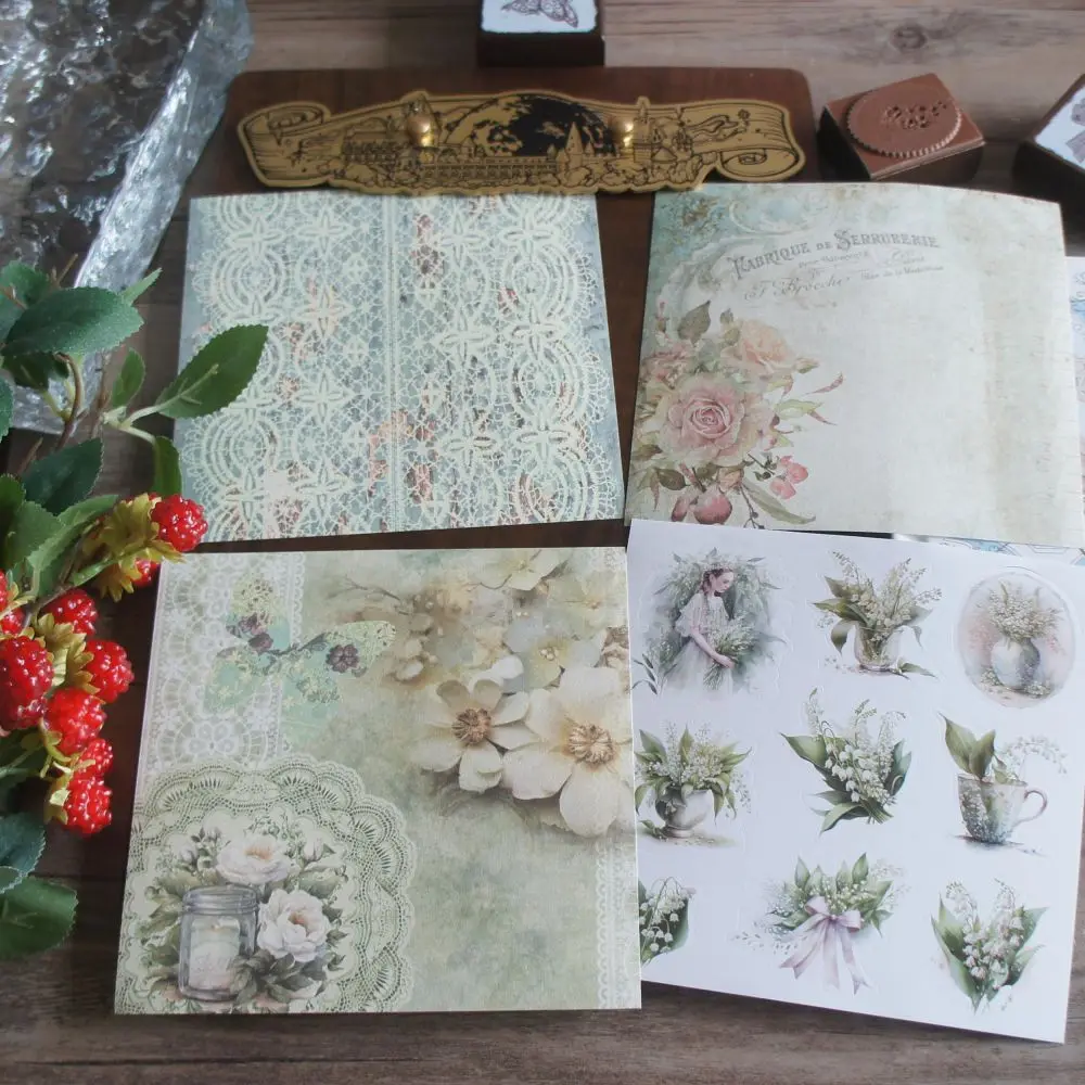 

20 Sheet Flower and Lady Design Paper Sticker Set As DIY Gift Tag Gift Decoration Scrapbooking DIY Background Paper