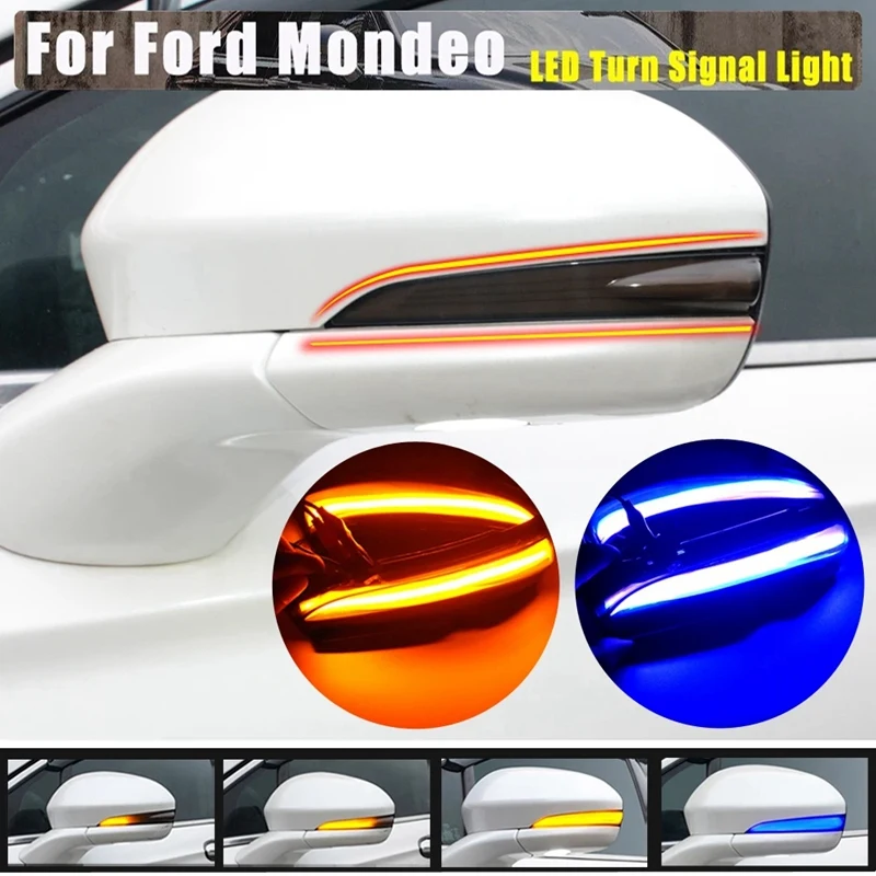 Para Ford Fusion Mondeo MK5 2014-2019 luz LED dinámica para espejo retrovisor lateral luz de señal de giro indicador intermitente azul