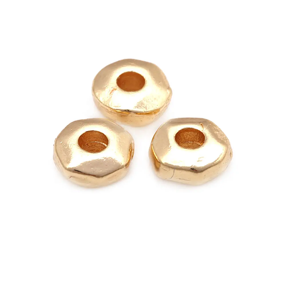 18K Gold Color Brass Irregular Round Bracelets Beads Spacer Beads Diy Jewelry Accessories Making Rosediy official-website
