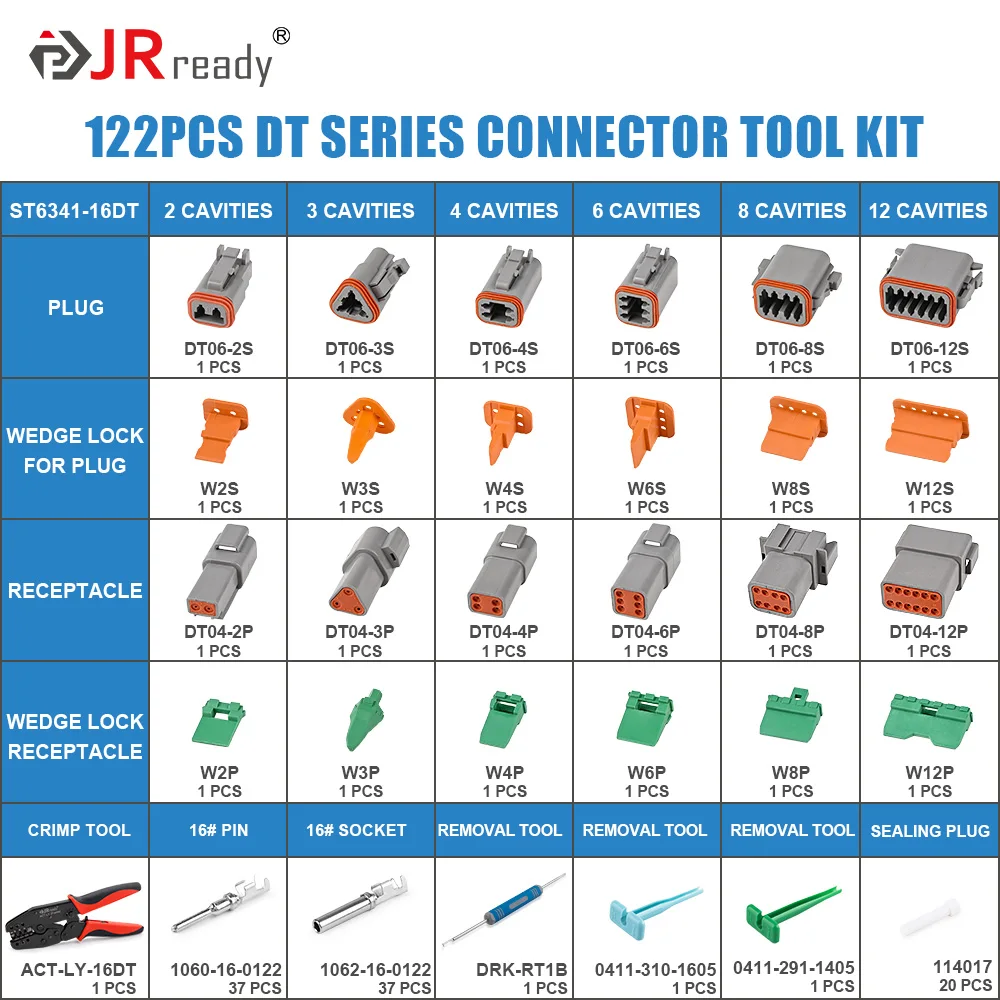 Imagem -02 - Jrready-deutsch Connector Kit com Weutsch Crimp Tool 2pin 12pin 1kit dt Connector St634116dt