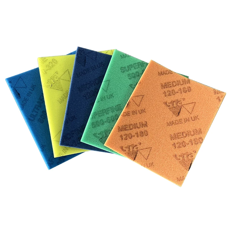 sia Foam Sponge Flat Pads 115*140mm, For Metal And Old Paintwork Sanding And Polishing, Coloured sandpaper ,5pcs