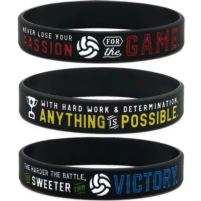 1Pcs/3Pcs Volleyball Never Lose You Passion Anything Is Possible Victory Silicone Wristband Rubber Bracelet Men Women Jewelry