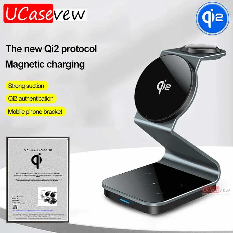 3 in 1 Transparent Magnetic Wireless Charger Stand For iPhone16 15 14 13 12 Apple Watch 9 AirPods Fast Wireless Charging Station