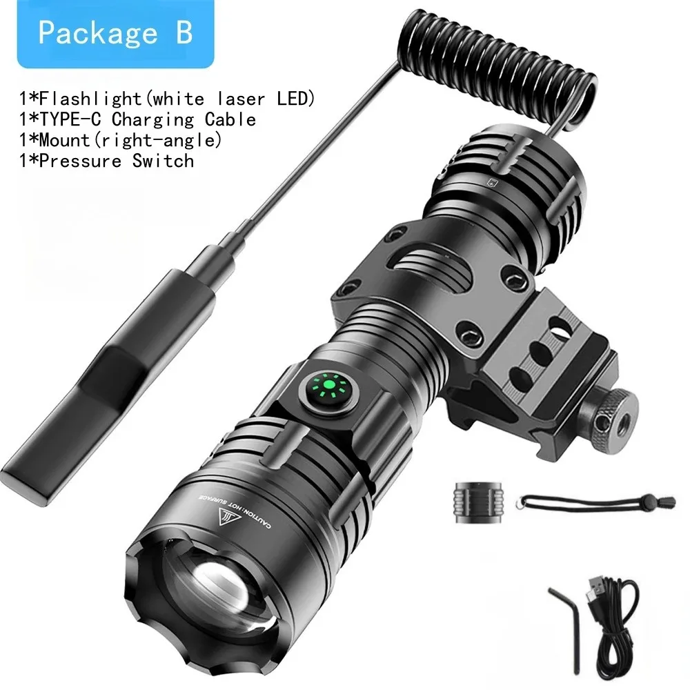 NONE LED Taschenlampe Taktische Night Scout Jagd Lichter Set Long-Shot Leistungsstarke Typ-C Wiederaufladbare Outdoor Wasserdichte Taschenlampe 7