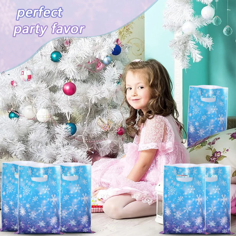 20/50 stücke Schneeflocke Party Süßigkeiten Geschenk Taschen Weihnachten Cookie Snack Verpackung Tasche Kinder Geburtstag Partei Liefert Neue Jahr Dekoration – Detail 1