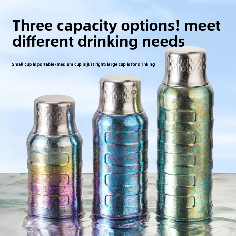 Puretitaniumdouble-layer insulatedcupwith temperature-sensing magnetic suction cup lid and antibacterial insulation water bottle