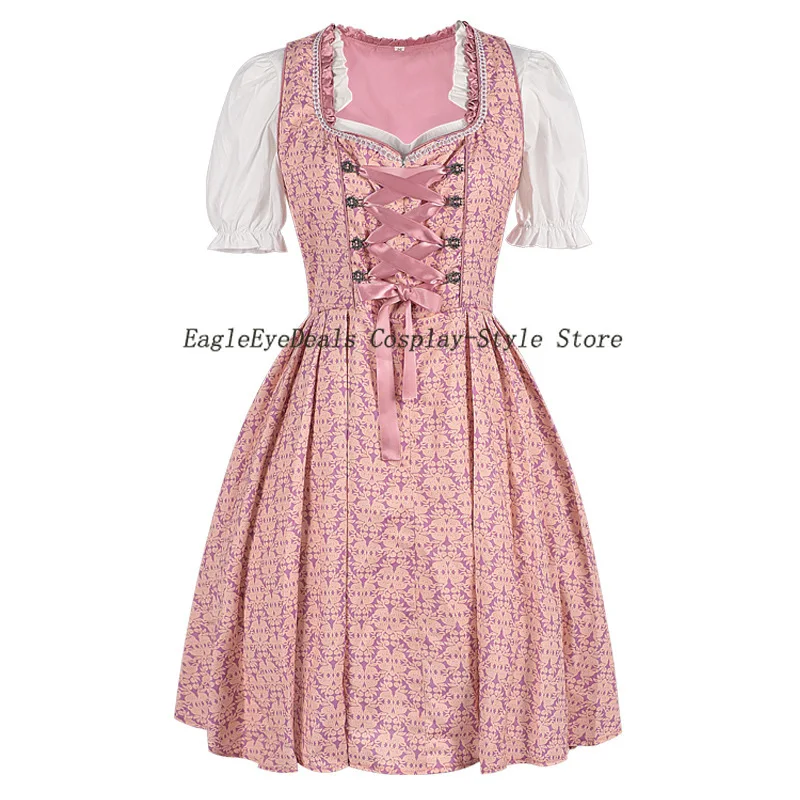 

Adult German Munich Oktoberfest set Bavarian print strap dress maid suit renaissance costume women